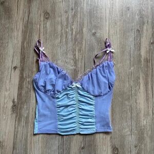 purple mesh cropped y2k top